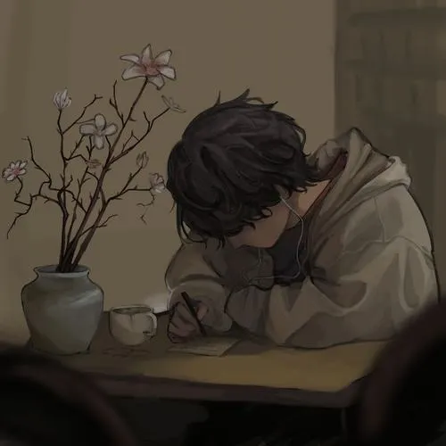 Avatar dễ thương anime buồn với biểu cảm phản chiếu tâm trạng