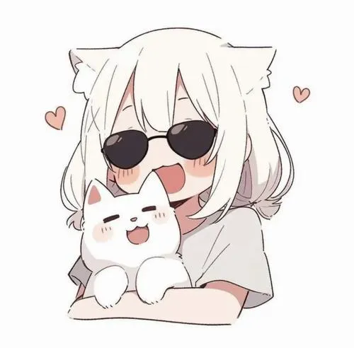 Minh họa mèo chibi giữ kết cấu láng và sáng