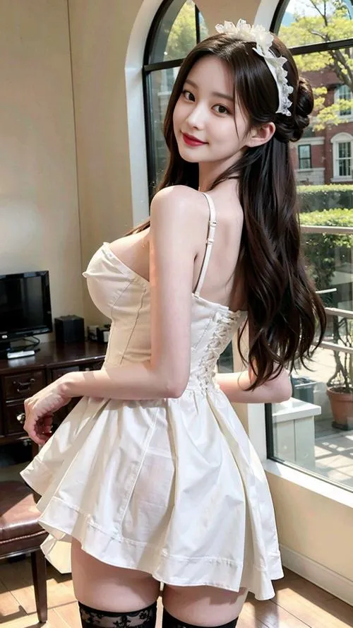 anh gai xinh dien vay trang ngan sexy 25