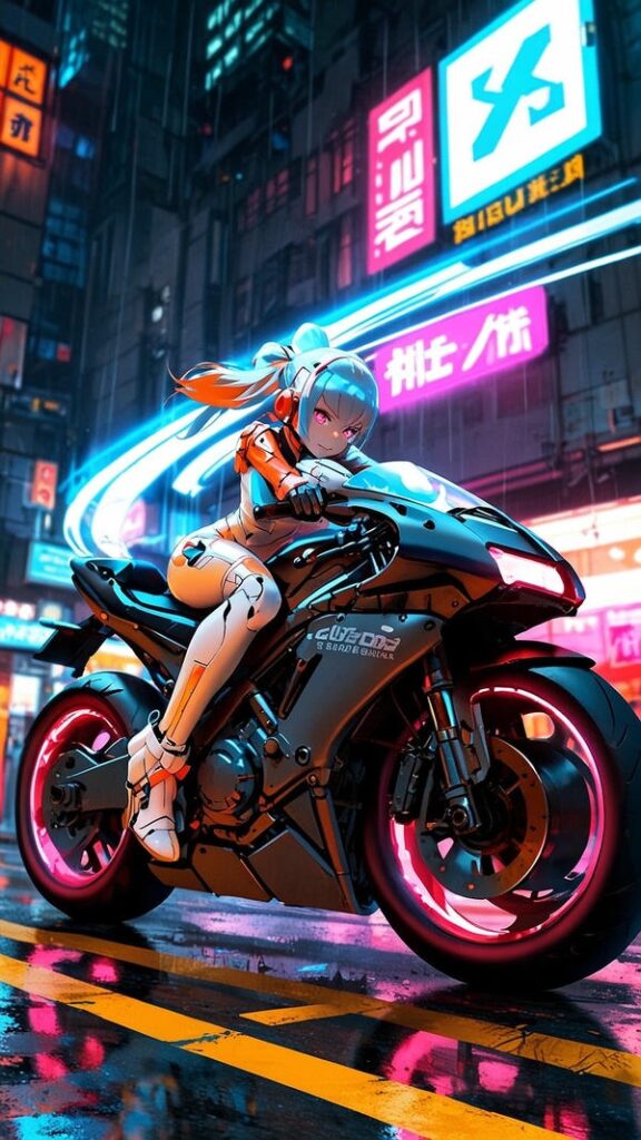 Anime gái xinh lái mô tô chất