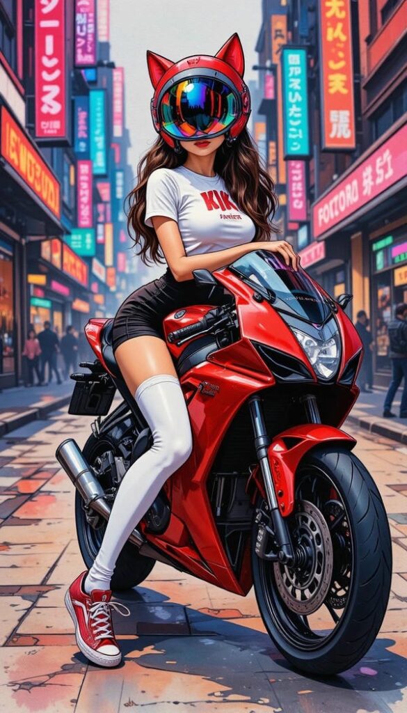 Anime gái xinh lái mô tô đẹp