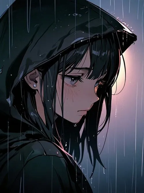 Hình đại diện cute anime buồn trắng đen nền trơn ánh sáng dịu