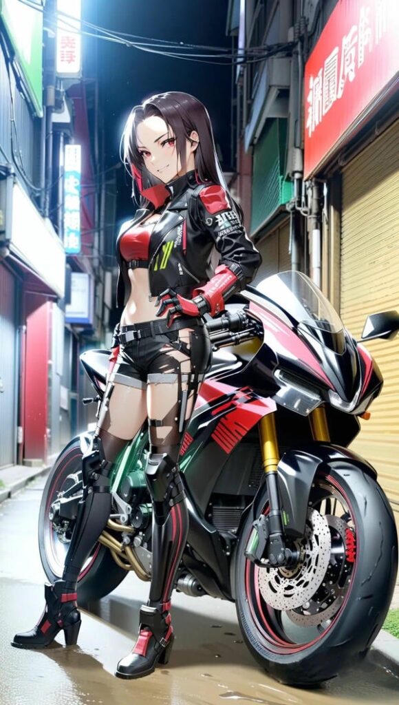 Gái xinh anime chạy mô tô