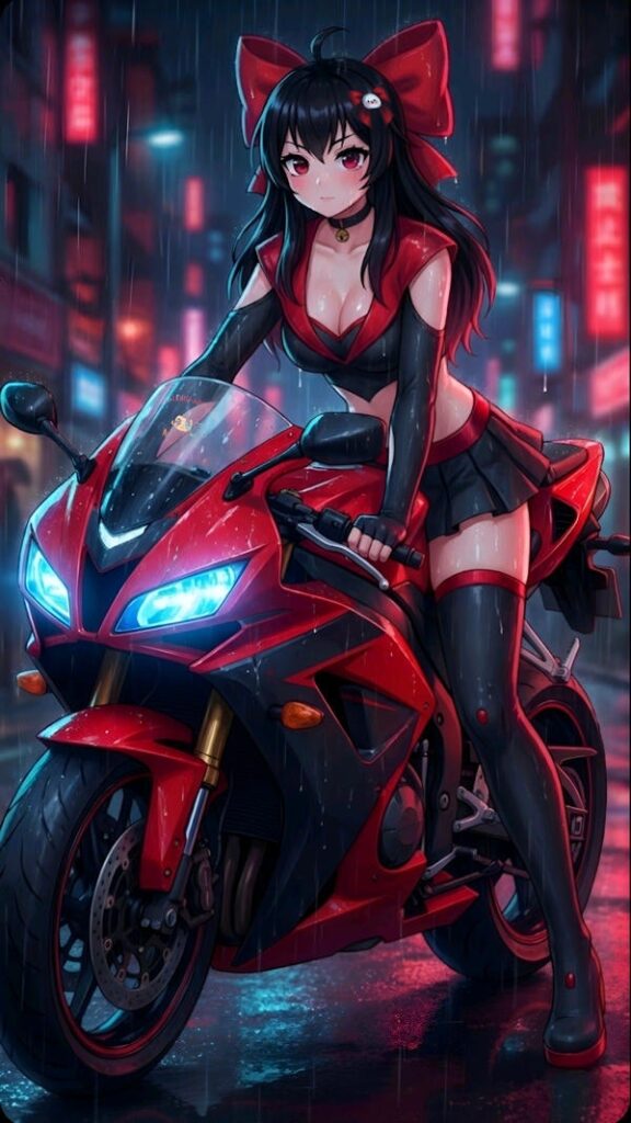 Gái xinh anime cưỡi xe mô tô