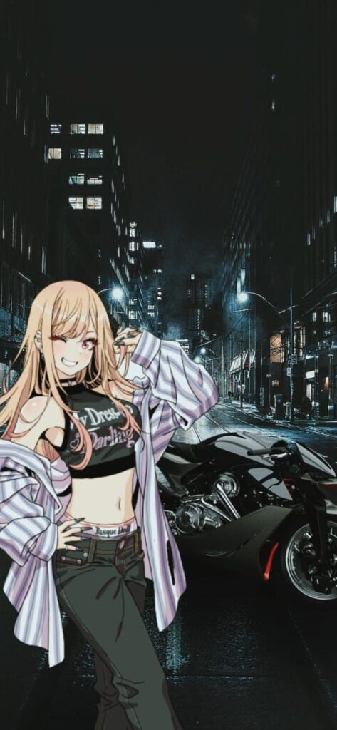Hình anime gái xinh biker ngầu