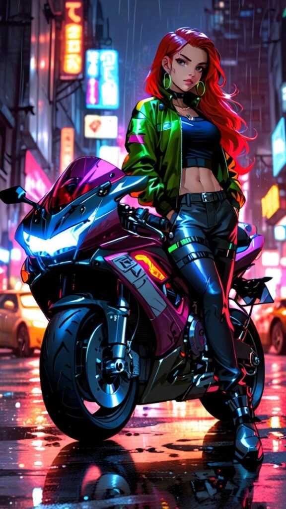 Hình anime gái xinh chạy mô tô (2)
