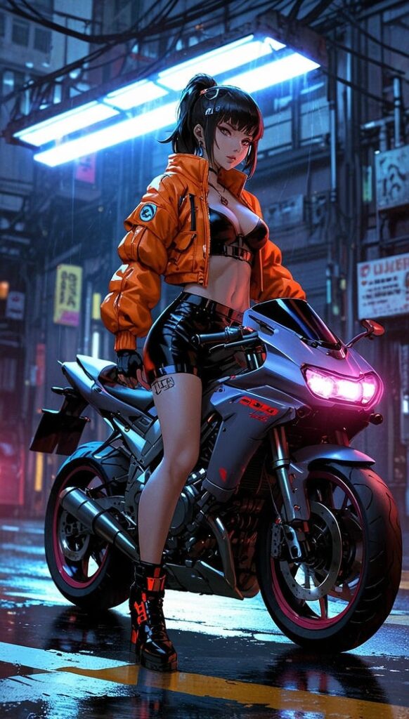 Hình anime gái xinh đua mô tô
