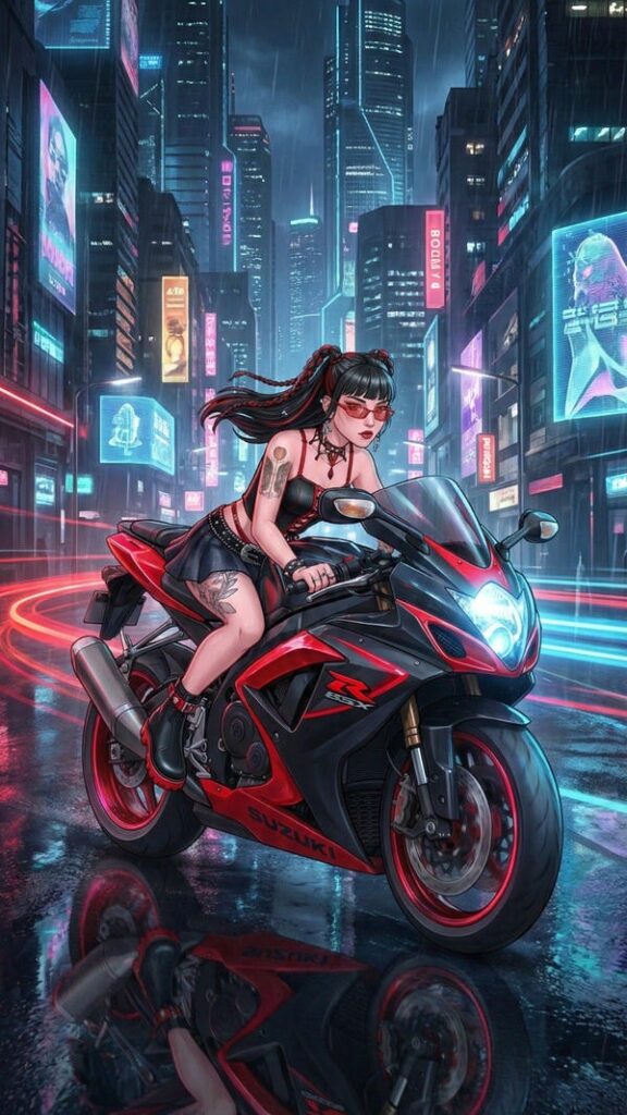 Hình anime gái xinh đua xe