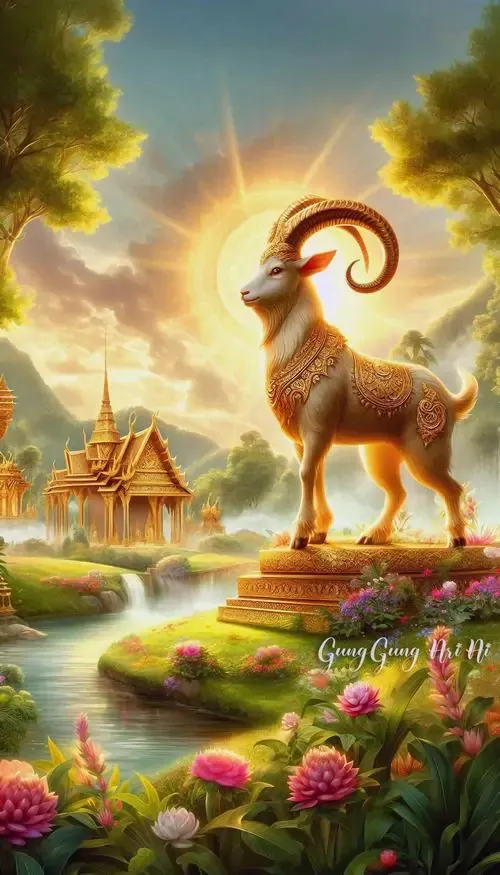 Hình nền điện thoại chú dê bằng ngọc trắng đặt trên bàn làm việc cạnh cây nhỏ, mặt quay nghiêng và bề mặt bóng mịn giúp khung HD này hợp người tuổi Mùi thích chiêu tài