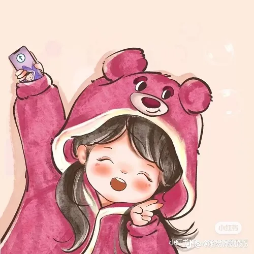 Ảnh cá nhân gấu dâu chibi vui vẻ màu pastel hậu kỳ nhẹ.