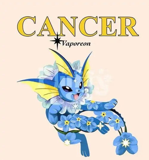 Minh họa rồng xanh bay chéo trên nền kem có chữ Cancer lớn, cánh xòe mảnh và thân phủ hoa lá, đây là mẫu lạ mắt cho người thích hình nền cung hoàng đạo nữ khác biệt