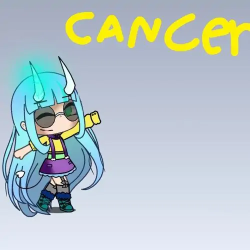 Trong khung phố mưa, cô bé anime mang ủng vàng nhảy qua vũng nước có bóng trăng loang, chiếc áo mưa in biểu tượng con cua giúp hình minh họa nữ Cự Giải kiểu hoạt hình thêm sinh động