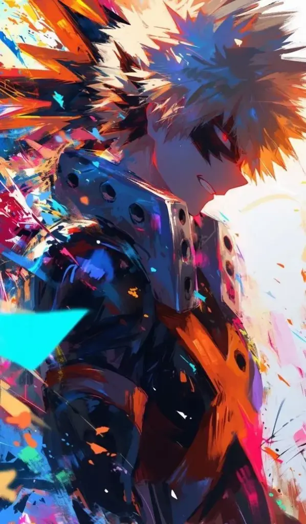 Ảnh Bakugo gợi mâu thuẫn nội tâm, ánh mắt chùng lại, tư thế khựng, như đang tự trách mình