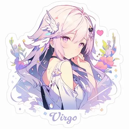 Một nhân vật nữ anime bước ra từ tiệm bánh sáng sớm, tay ôm hộp bánh quy còn tạp dề buộc gọn sau lưng, hình ảnh Virgo nữ chibi vì thế trông gần gũi và đáng yêu