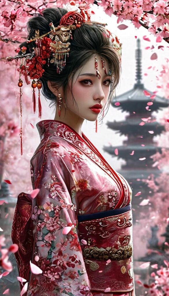 Kimono khiến màn hình thêm nổi bật.