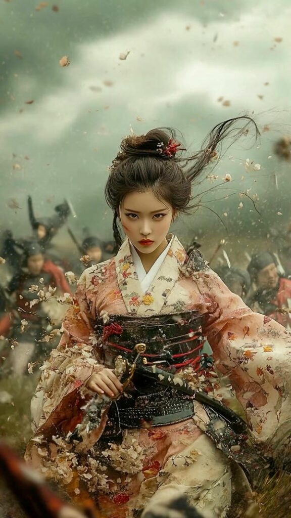 Nét đẹp dịu dàng trong bộ kimono.
